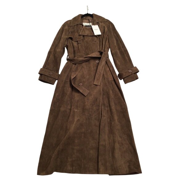DUCIE Jackets & Blazers - DUCIE London Corrin Suede Trench Coat in Coco